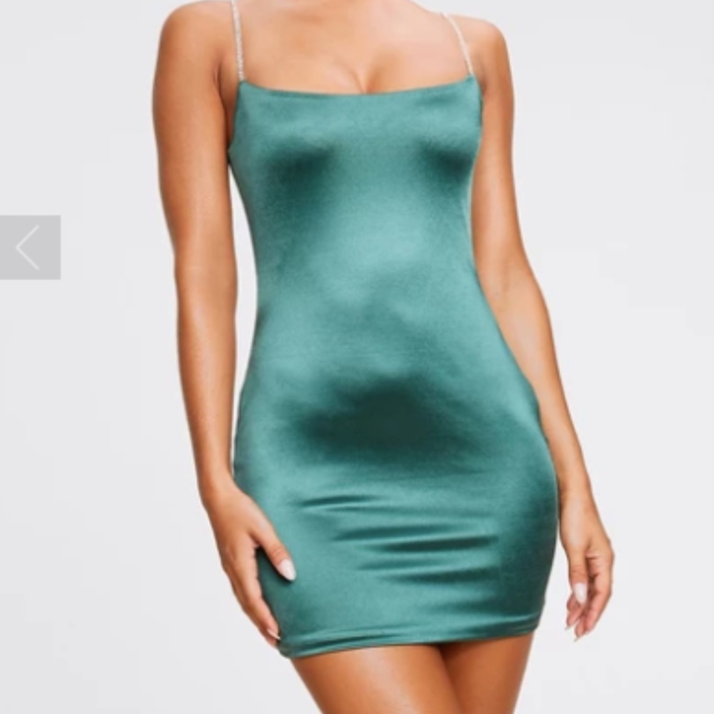 Sexy Satin Emerald Green Mini Dress